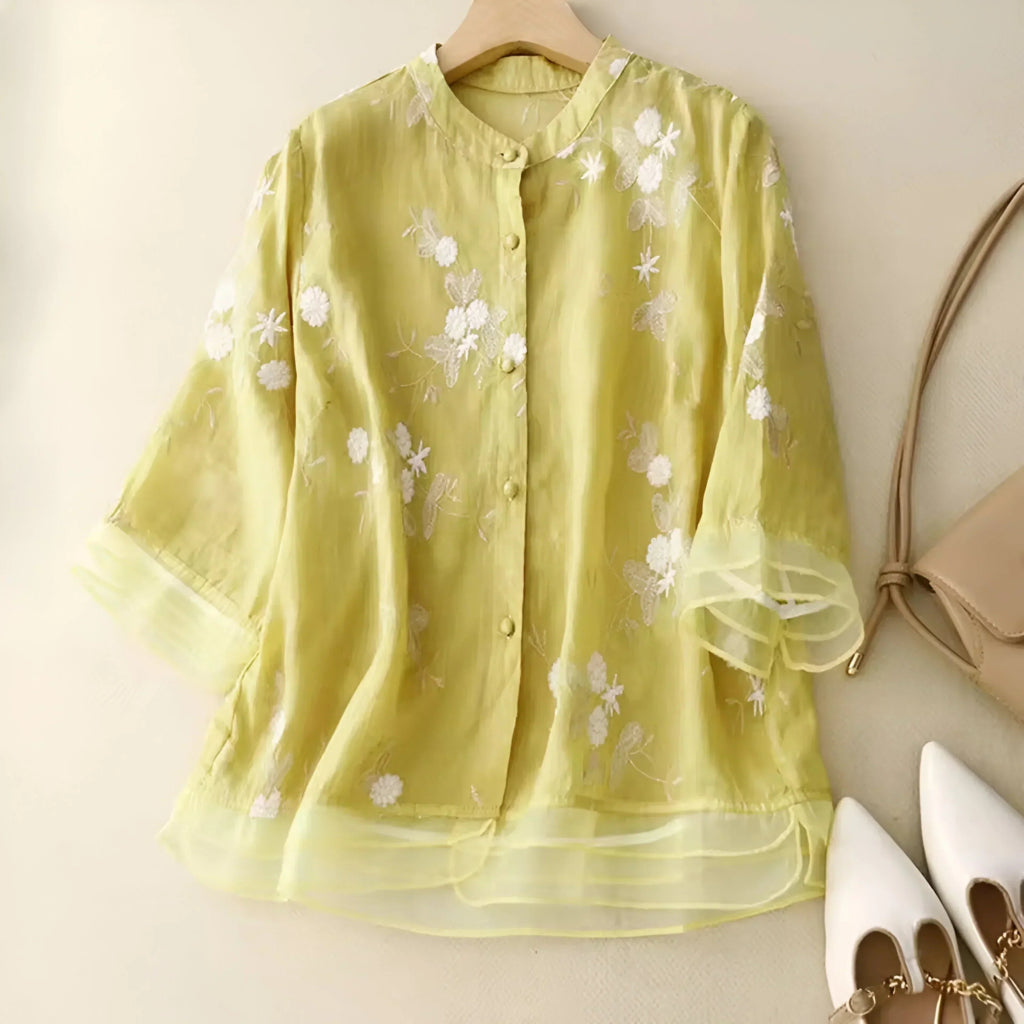 Marie – the blouse that makes a difference. - Yellow Blouses & Shirts | Coziqe