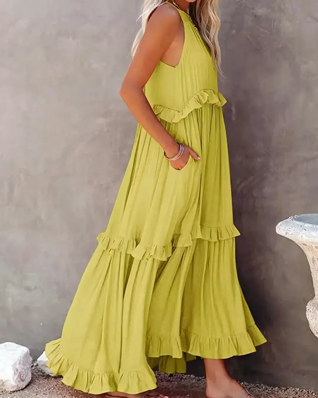 Halter Neck Ruffle Maxi Dress