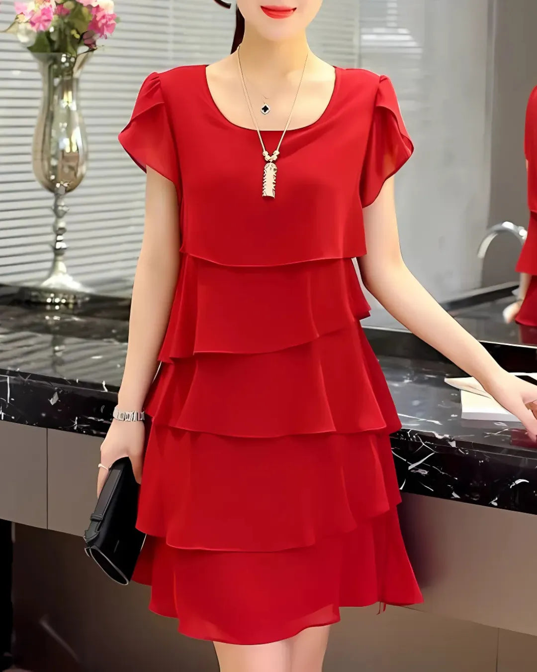 Robe Volants Courte en Mousseline