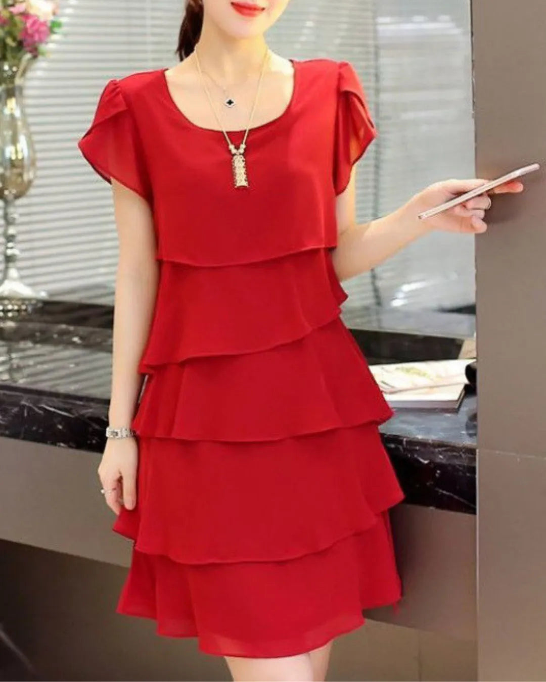 Robe Volants Courte en Mousseline
