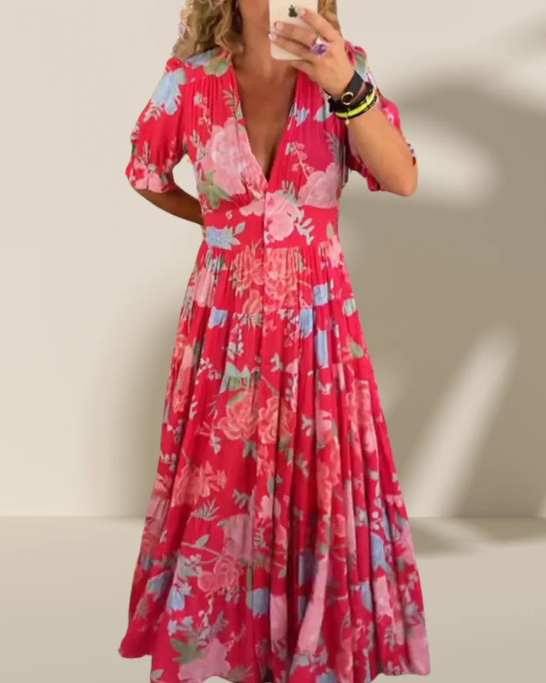 V-Neck Floral Maxi Dress
