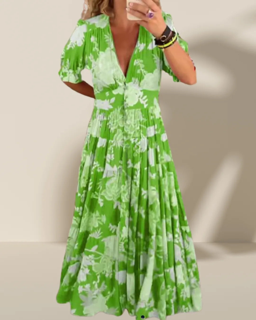 Robe Longue à Fleurs Décolletée