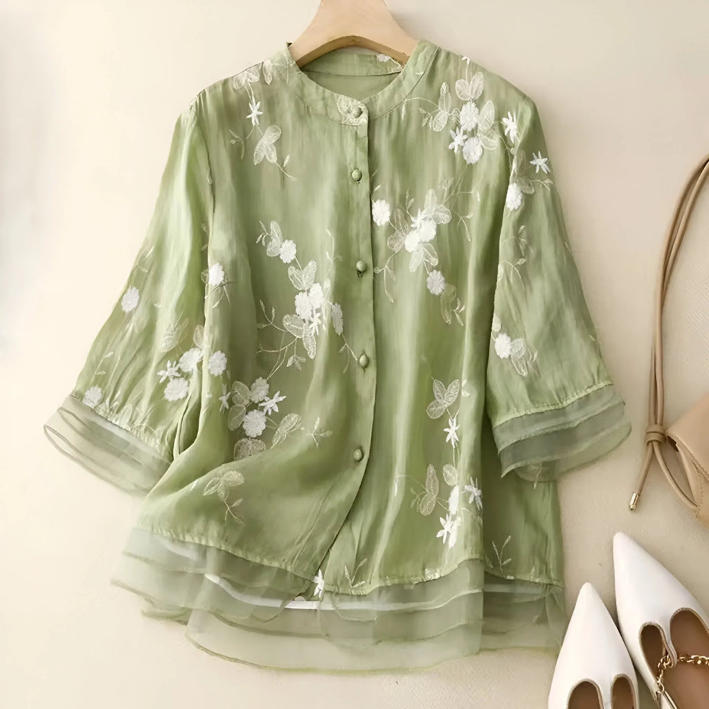 Marie – the blouse that makes a difference. - Green Blouses & Shirts | Coziqe