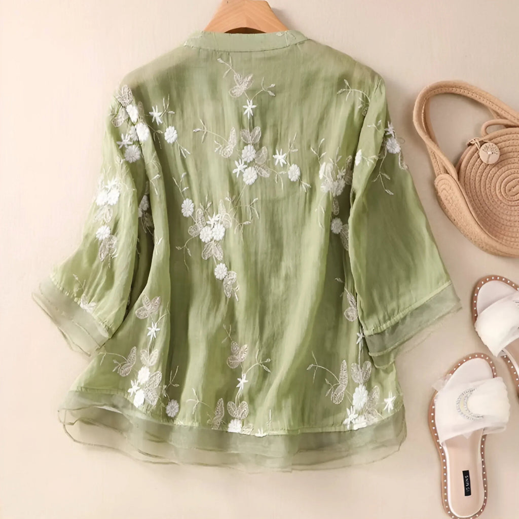 Marie – the blouse that makes a difference. - Green Blouses & Shirts | Coziqe
