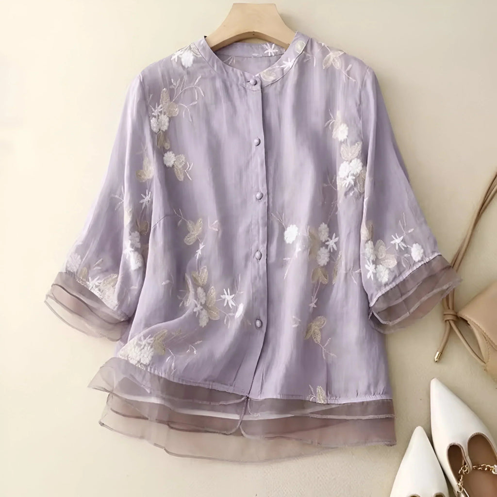Marie – the blouse that makes a difference. - Purple Blouses & Shirts | Coziqe